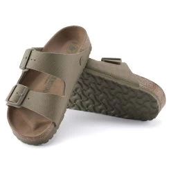 Birkenstock Men's Arizona Vegan Textile - Faded Khaki (Regular Width) -Sandal Style Shop 1023958 sole 18224.1681220264
